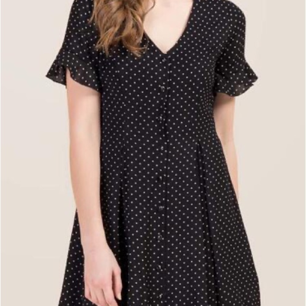 Francesca's Black Polka Dot Button Up Dress